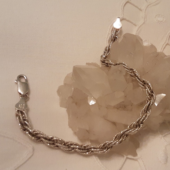 VTG. 1980'S ITALIAN SOLID 925 STERLING DIAMOND CUT ROPE BRACELET 7.5" 12 GRAMS - Picture 3 of 16